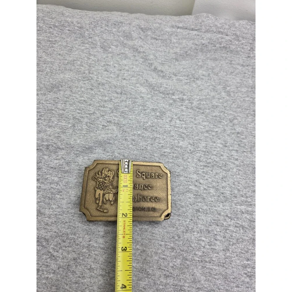 Vintage BC Square Dance Jamboree Solid Brass Canada Belt Buckle